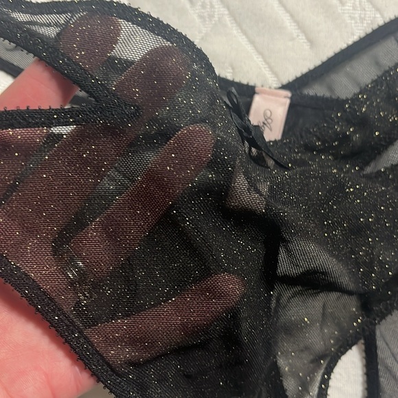 Agent Provocateur Black gold metallic Sheer Panties cutout medium 3 NWOT - Picture 6 of 7